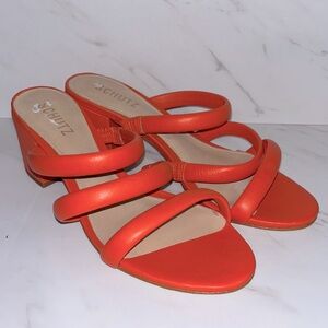 Schutz olly orange strappy sandal heels sz 8.5